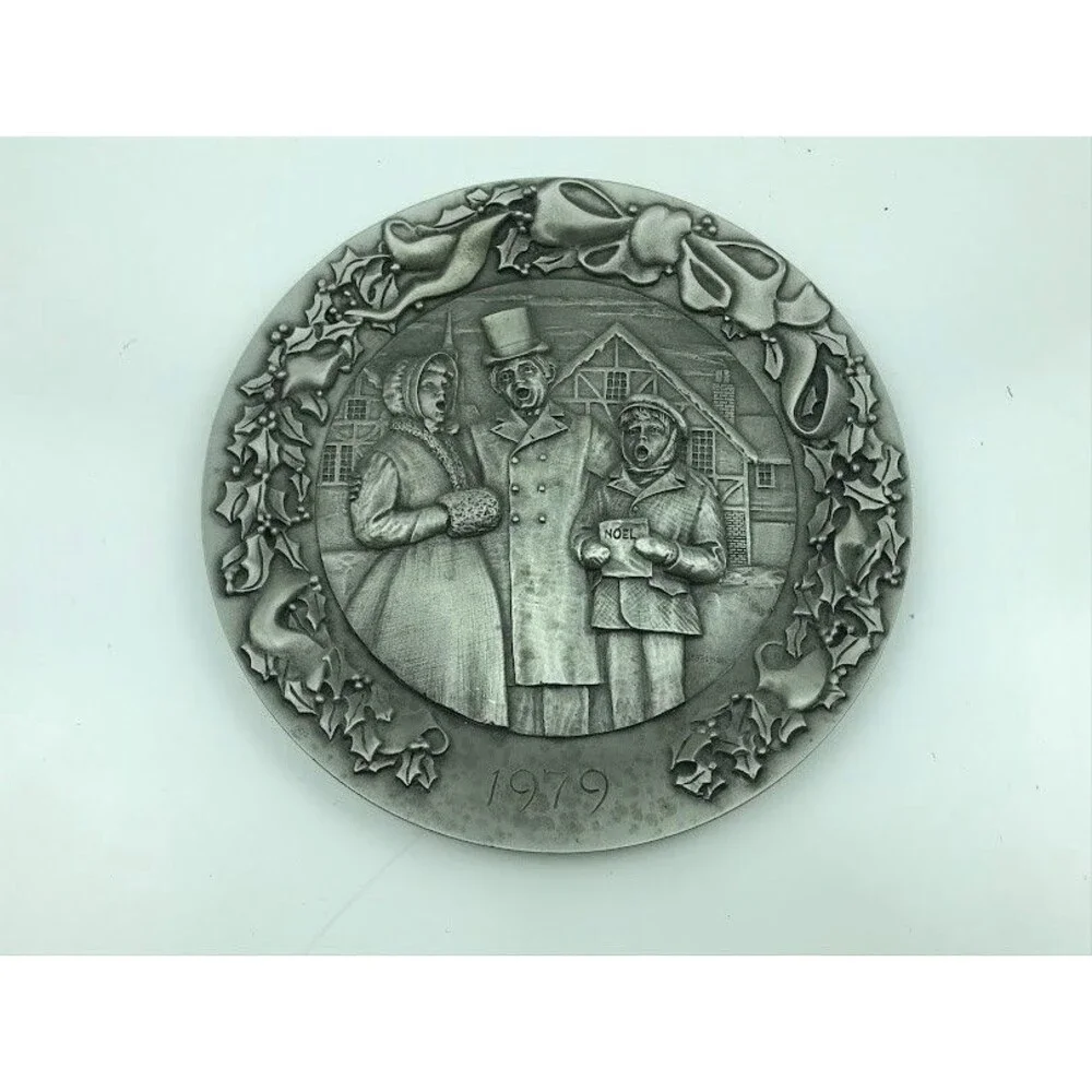 Vintage Schmid~ 6” Pewter Plate 222/6000~I Hear America Singing~ Christmas 1979